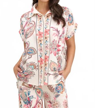 M Made in Italy Short Sleeve Paisley Top In Sunset Boho