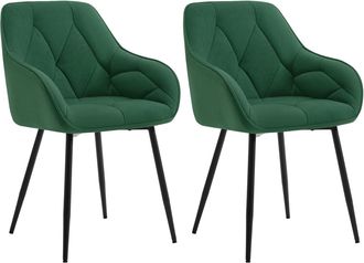 Woltu Juego De 2 Sillas Modernas De Cocina O Sal&oacute;n En Terciopelo Con Patas De Metal, Verde Oscuro - Woltu