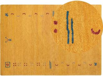 Beliani Rug AKALAN Yellow 160 x 230 cm Wool Gabbeh