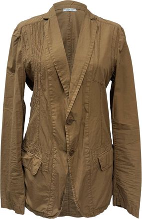 Bottega Veneta Pre-owned Womens Single-Breasted Detailed Stitch Blazer in Brown Cotton - Mocha - Size IT 46 (Womens)