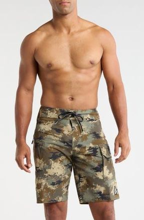 Volcom 4th Preemo Mod Swim Trunks in Green Combo at Nordstrom Rack, Size 29