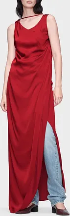 Maison Margiela Satin Dress With A Slit, Womens, Red