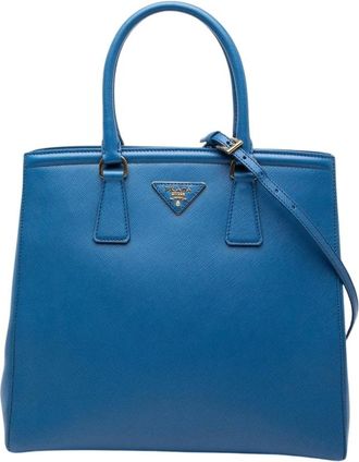 Prada Pre-owned Handbags, female, Blue, Size: ONE SIZE Pre-owned Structured Leather Satchel