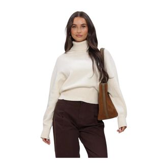 Selected Slwellie Ls Knit Roll Neck - Dames - Truien - Beige - Maat: XL Katoen
