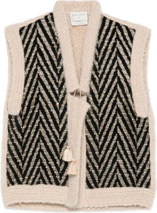 Forte_Forte Jassen, Dames, Veelkleurig, M, Leer, Leren Gilet