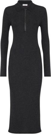 Brunello Cucinelli Womens Anthracite Wool Blend Knit Dress, Size L