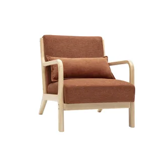 Miliboo Sill&oacute;n N&oacute;rdico De Tejido Efecto Aterciopelado Terracota Y Madera Clara Maciza Derry