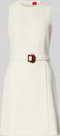 HUGO BOSS Schmales Etuikleid mit G&uuml;rtel Modell KIDENNA in Offwhite, Gr&ouml;&szlig;e 32
