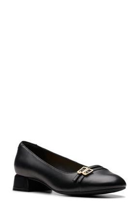 Clarks Daiss Court Block Heel Pump in Black Leather at Nordstrom Rack, Size 9.5