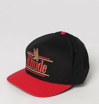Rhude Cappello da baseball in cotone nero con logo frontale ricamato