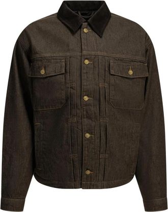 7 For All Mankind Klassieke Denim Jas met Corduroy Kraag - Heren - Spijkerjassen - Bruin - M - Denim - Jassen