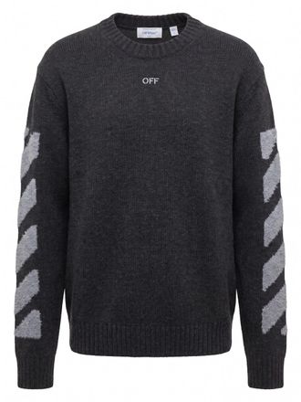 Off-white Diag Fuzzy Crew Neck Sweater