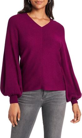 1.State Ribbed Balloon Sleeve Cotton Blend Sweater in Plum Fairy at Nordstrom, Size Small
