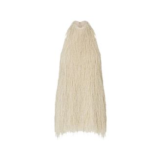 Liu Jo Kleedjes, Dames, Beige, XS, Polyester, Korte jurk met rafels