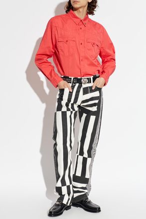 Versace Jeans With Stripe Pattern, Mens, Black