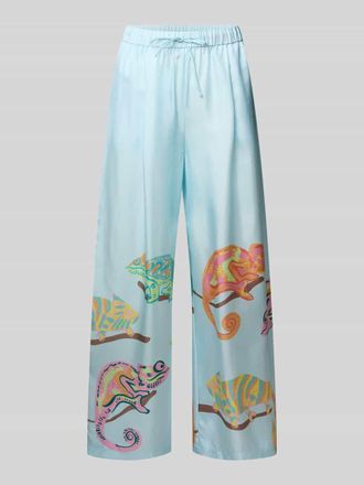 Herzen&rsquo;s Angelegenheit Wide Fit Seidenhose mit Motiv-Print in Hellblau, Gr&ouml;&szlig;e 34