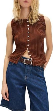 Free People Tilly Rib Button-Up Top in Honey Bronze at Nordstrom Rack, Size Large