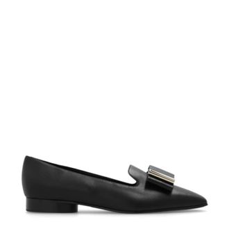 Ferragamo Womens Black Leather Loafers, Size 6 C