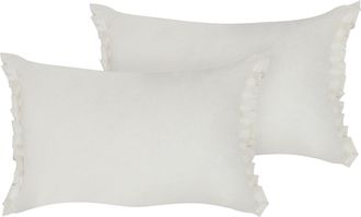 Beliani Beliani - Conjunto De 2 Modernos Cojines Decorativos De Lino Con Volantes Y Lazos 30x45 Cm Blanco Crema Sassafras
