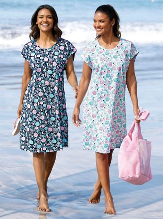 Feel Good Sommerkleid FEEL GOOD Sommerkleid, Damen, Gr. 36/38, Normalgr&ouml;ssen, blau (marine, bedruckt, wei&szlig;, bedruckt), 100% Baumwolle, bedruckt, gemustert, mehr