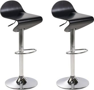 Beliani Beliani - Set of 2 Modern Swivel Bar Stools Black Metal Silver Base Adjustable Liverpool