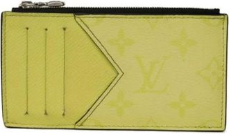 Louis Vuitton Pre-owned Coin Card Holder Leather Canvas Coin Case - Dames - Vintage Accessoires - Geel - ONE Size - Leer - Vintage