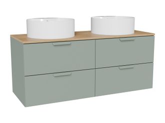 Vente-Unique Mueble lavabo suspendido con lavabo independiente redondo - Verde almendra - An. 120 cm AVORELI