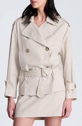 Kenneth Cole Double Breasted Short Trench Coat in Oxford Stone at Nordstrom, Size X-Large