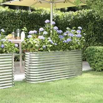 vidaXL Jardinera Arriate Acero Galvanizado Plata 152x40x68 Cm Vidaxl