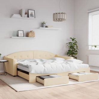 vidaXL Vidaxl - Sof&aacute; Cama Nido Con Cajones Tela Color Crema 100x200 Cm