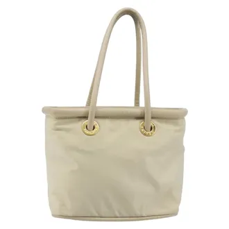 Celine Handbag Nylon Beige Nylon Handbag (Pre-Owned)