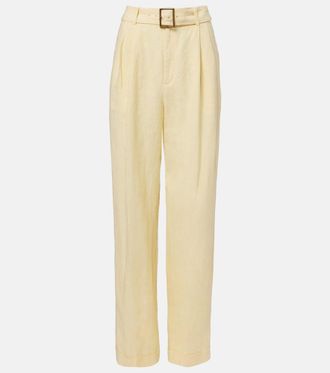 Polo Ralph Lauren Belted linen straight pants