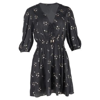 Maje mini-jurk met pailletten en V-hals in zwart polyester