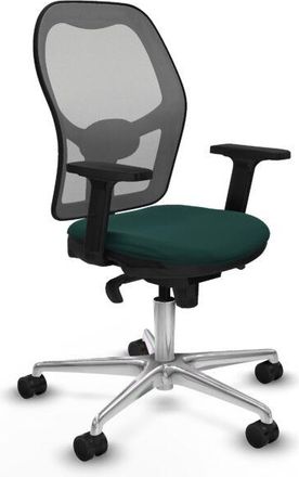 Piqueras y Crespo Jorquera Sincro Malla Gris Similpiel Verde Botella Brazos 2d Base Aluminio Ruedas 65mm Nailon