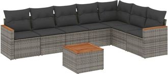 vidaXL Vidaxl - Set De Sof&aacute;s De Jard&iacute;n 8 Pzas Y Cojines Rat&aacute;n Sint&eacute;tico Gris