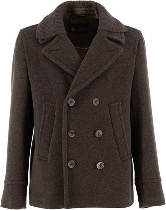 Paul & Shark Jassen, Heren, Bruin, XL, Leer, Double-Breasted Coat