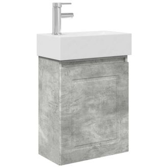 vidaXL M&oacute;dulo De Ba&ntilde;o Con Grifer&iacute;a Gris Hormig&oacute;n 45,5 X 22,5 X 84 Cm Vidaxl
