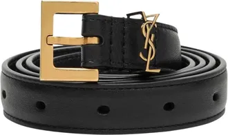 Saint Laurent Belts, female, Black, Size: 80 CM Cassandre Thin Belt