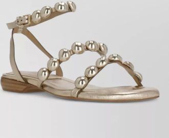 Ash flat sandals beaded embellishments metallic finish