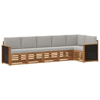 vidaXL Conjunto De Sof&aacute; Seccional Con Coj&iacute;n 5 Pcs Natural Y Gris Claro Vidaxl
