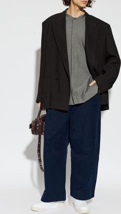 STUDIO NICHOLSON Wool Shirt Karst, Mens, Grey