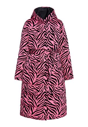 Faina Lange gewatteerde jas Dames Roze zebra