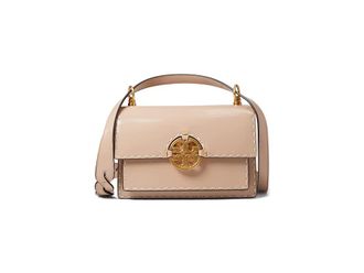 Tory Burch Miller Spazzolato Pick Stitch Small Flap Shoulder Bag Womens Handbags Devon Sand, Leather