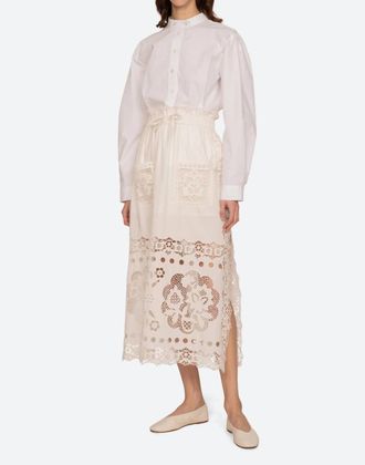 Sea New York Gardener Embroidered Midi Skirt In White