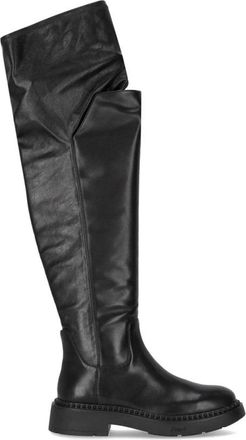 Ash Studded Leren Over-de-Knie Laars - Dames - Over de knie laarzen - Zwart - 40 EU - Leer - Schoenen