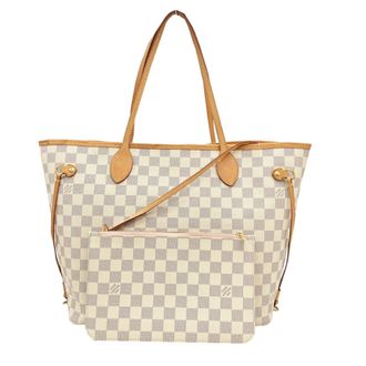 Louis Vuitton Rose Ballerine White Damier Azur Pouch Tote Bag (Pre-Owned)