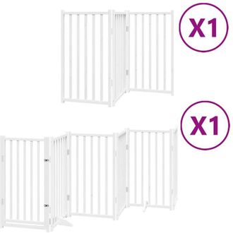vidaXL Puerta Para Perros Plegable 9 Paneles Madera &Aacute;lamo Blanca 450cm Vidaxl