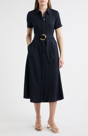 Julia Jordan Belted Midi Shirtdress in Navy at Nordstrom Rack, Size 16