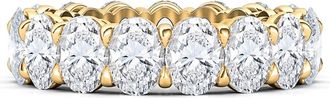 HauteCarat Oval Cut Lab Grown Diamond Eternity Band in Yellow Gold at Nordstrom, Size 4.5