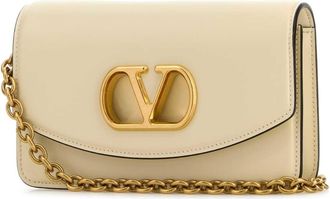 Valentino Garavani Womens Ivory Leather Vlogo Signature Shoulder Bag Butterwhite Calf - Bos Taurus Borse A Tracolla